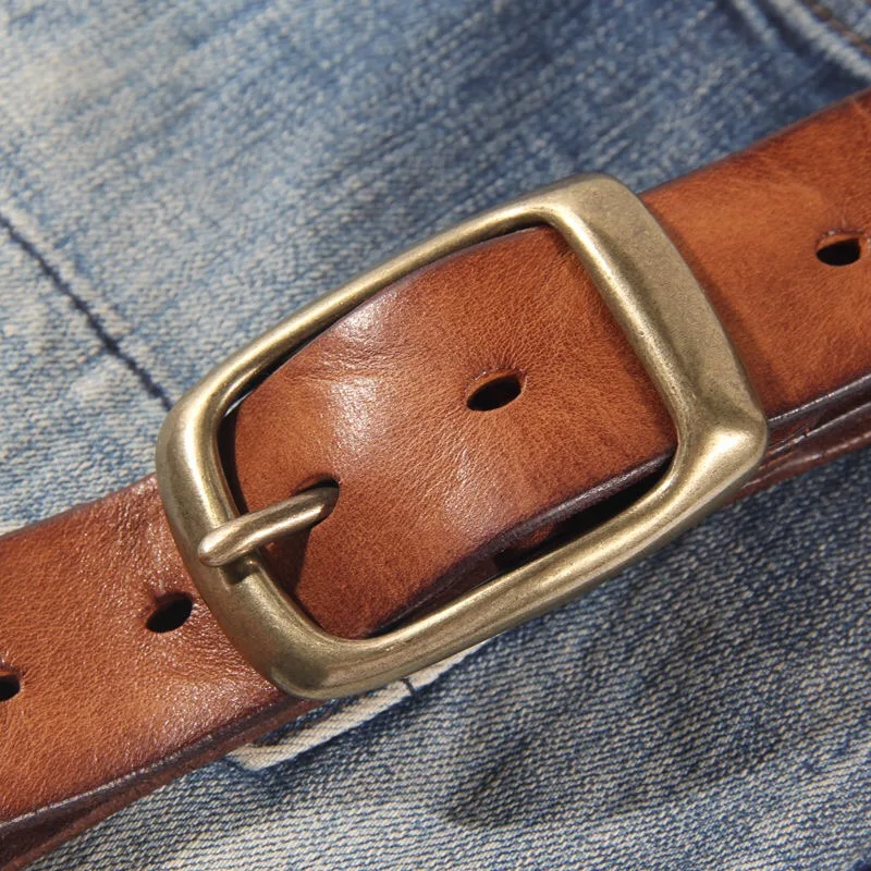100% piel de vaca nueva moda cuero Retro hecho a mano hebilla de cobre cinturón de lujo para hombres cinturón de cuero genuino Jeans cinturón ancho para hombres