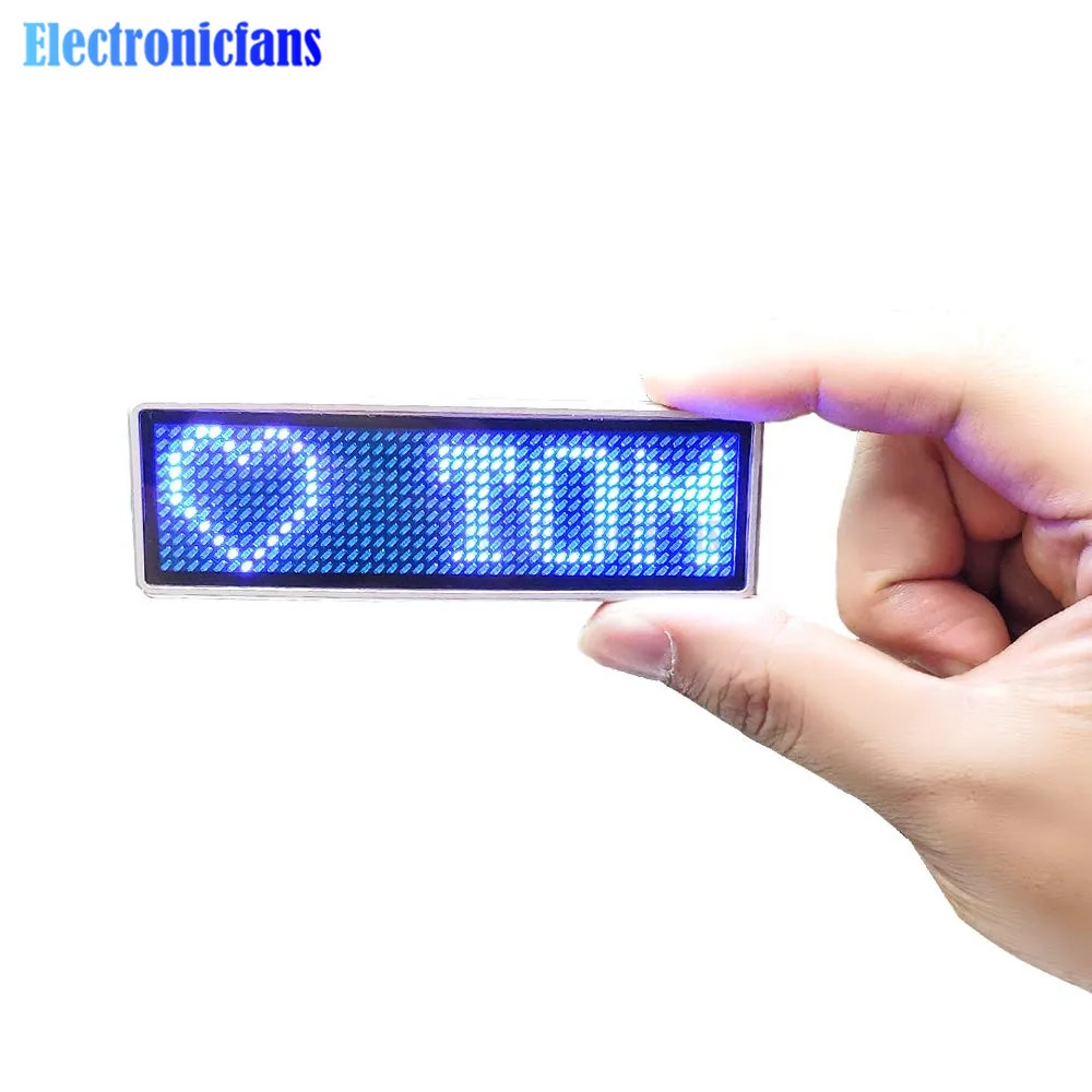 Ajustável Mini LED Digital Display Name Badge, Rolagem LED Sign, conectar ao Bluetooth, 4 velocidades, programável
