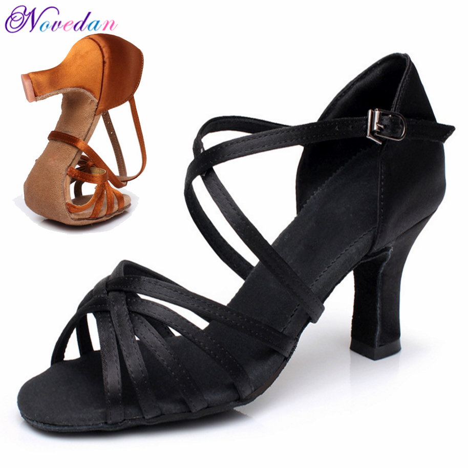 Satin Salsa Latin Dance Schuh Für Frauen Mädchen Tango Ballroom Dance Schuh High Heel Weiche Tanzen Schuhe 5/7 cm Ballroom Dance Sandalen