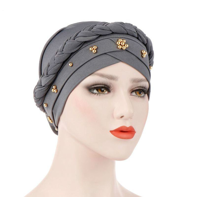 Phụ Nữ Mới Của Chăm Sóc Tóc Hồi Giáo Jersey Đầu Khăn Lụa Sữa Hồi Giáo Hijab HẠT VIỀN Bọc Căng Băng Đô Cài Tóc Turban Gọng Mũ Hóa Trị bộ Đội Đầu Bọc