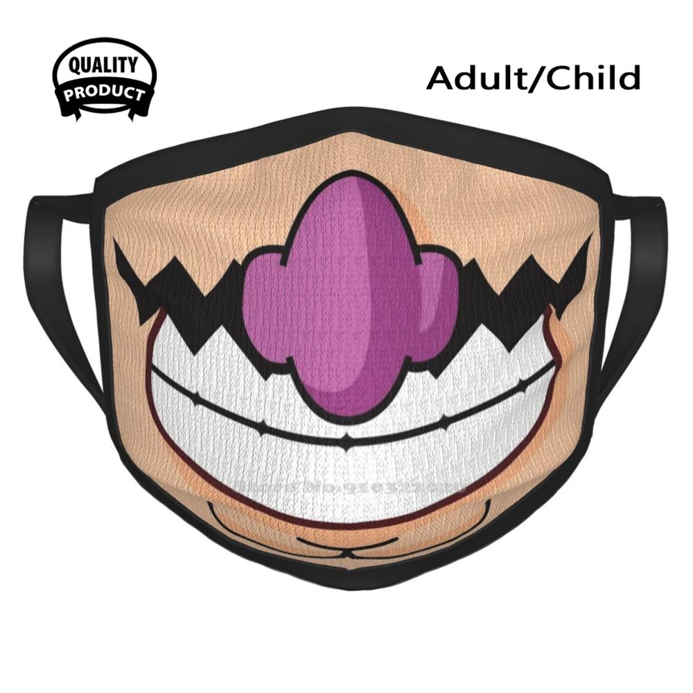 Wahhhh - Máscara de boca suave y transpirable de algodón Rio Wario Villain Evil Moustache Retro Videojuegos Aimles