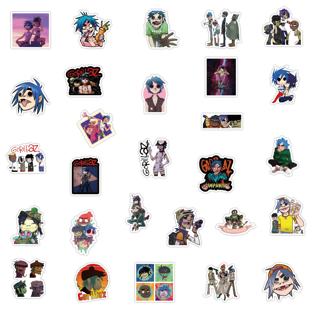 10/30/52 Chiếc Gorillaz Âm Nhạc Ban Nhạc Đồ Bộ Miếng Dán Cho Điện Thoại Trẻ Em Laptop Hành Lý Xách Tay Guitar Chống Nước Miếng Dán đề Can Đồ Chơi