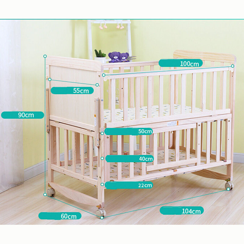 6 in 1 Baby Bett Set, Infant Krippe Wiege & Bewegen Regal, Höhe Kann Einstellen Kinderbett Mit Räder