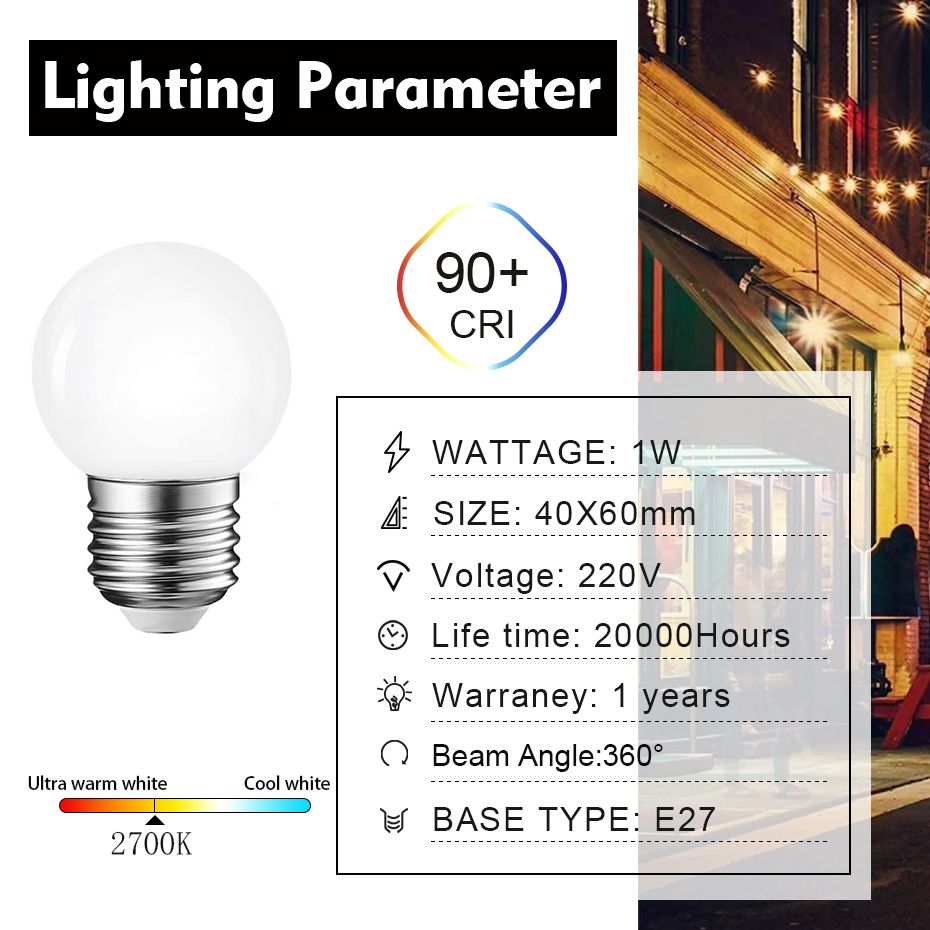 Grensk Led-lampe Kunststoff Milchig Globus PC G45 SMD Weiß E27 220V String Licht Ampulle 1W 2W 3W Garten Party Günstige Ball Lampen