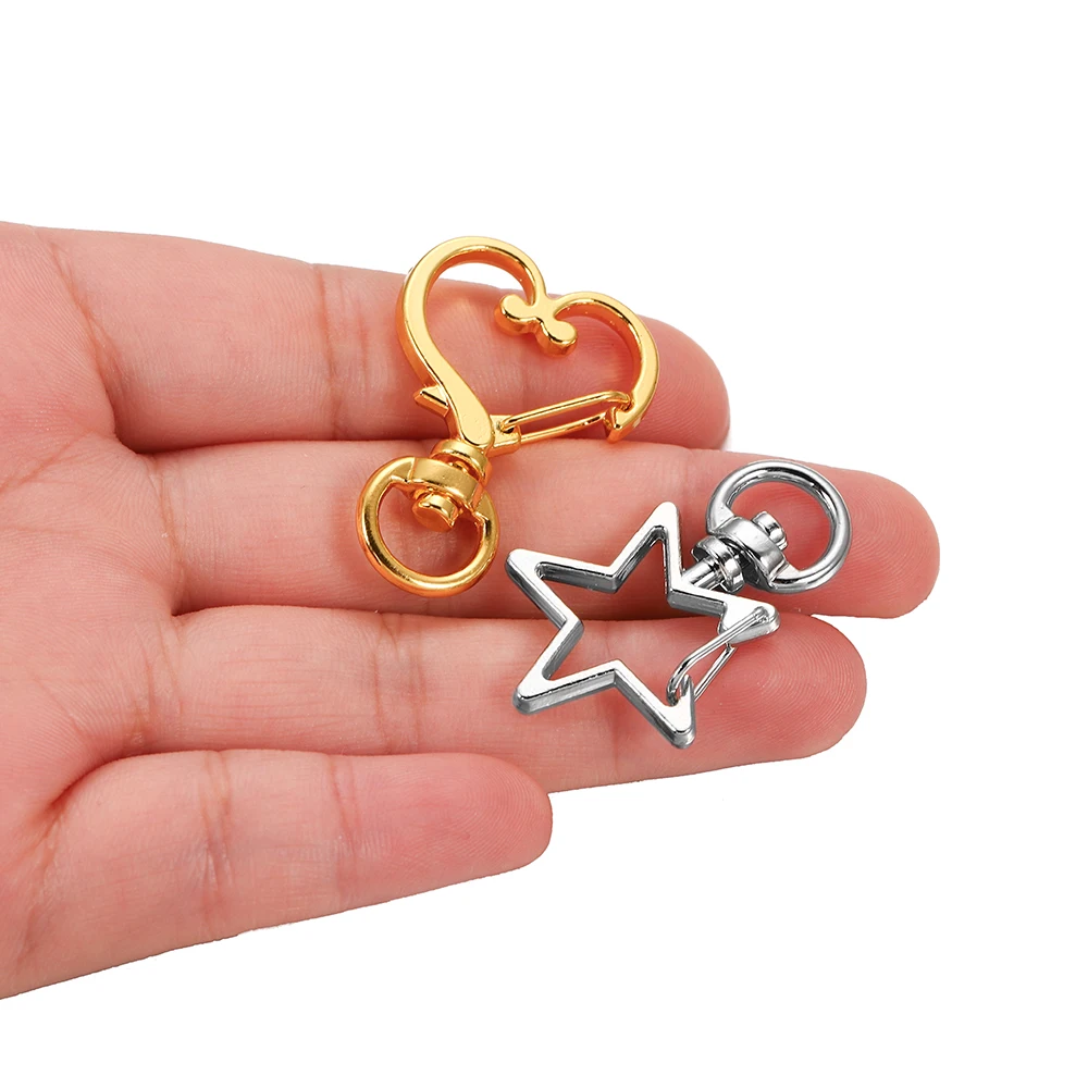 10 ชิ้น/ล็อต Star Moon Heart Cat สุนัขปลาโลมาดอกไม้ Charms Lobster Clasps Hook สําหรับ DIY Key Chain เครื่องประดับทําอุปกรณ์