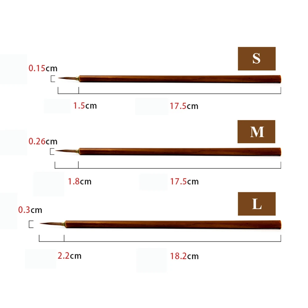 3ชิ้น/เซ็ตโลหะผมพังพอนแปรงปากกา Hook Line แปรงทาสีจีนแปรงน้ำมันแปรง
