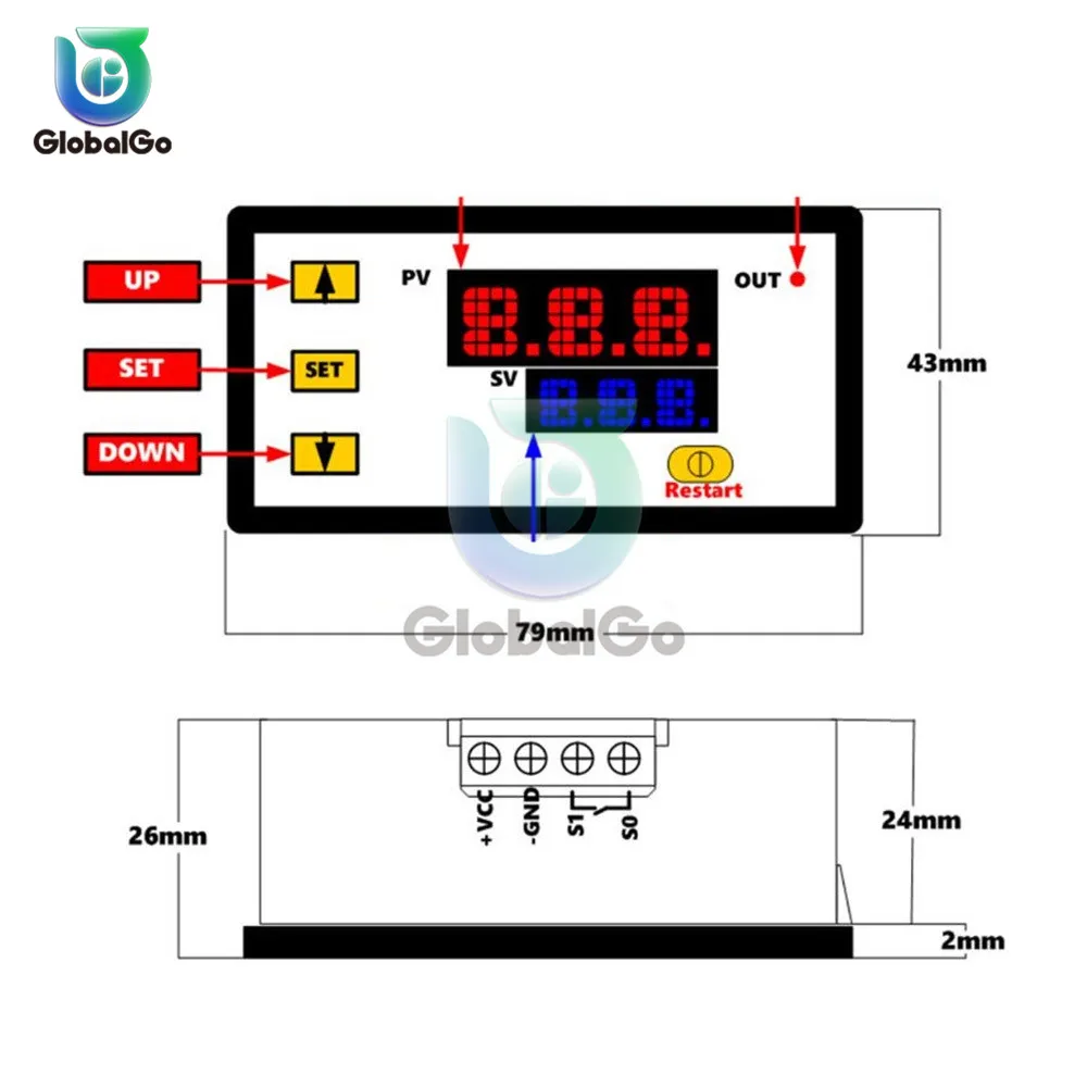 Thông Minh Bình Giữ Nhiệt Điều Khiển Nhiệt Độ 1 Cách 10A Tiếp-60 ~ 500 Độ K Loại M6 Cặp Nhiệt Điện Cảm Biến DC 5V 12V 24V AC 220V