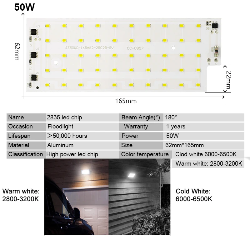 2 teile/los 50 W LED Lampe perlen SMD 2835 LED Chip Smart IC Flutlicht 220 V 240 V Outdoor DIY Led-lampe Flutlicht Scheinwerfer Beleuchtung