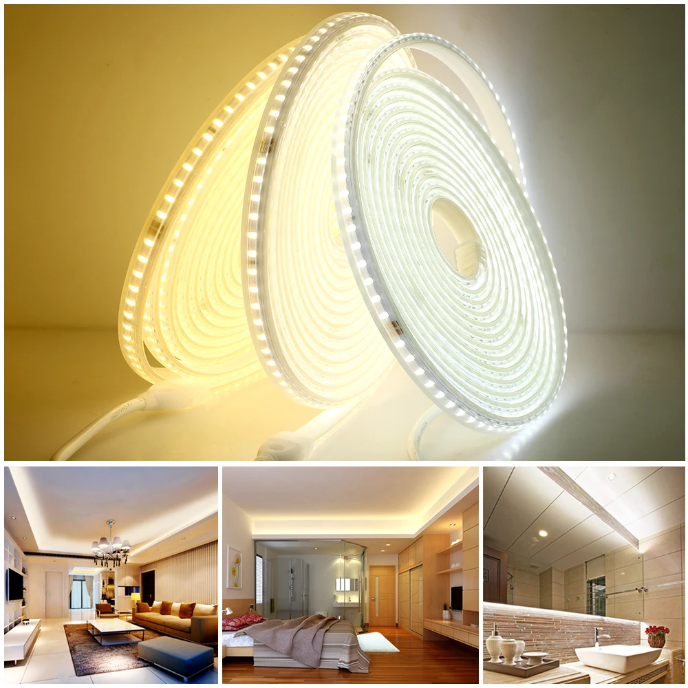 220-V-LED-Streifen, 120 LEDs, 8 W/m, mit EU-Stecker und Schalter, nicht blendend, flexibles LED-Licht, wasserdichtes LED-Band für den Außenbereich