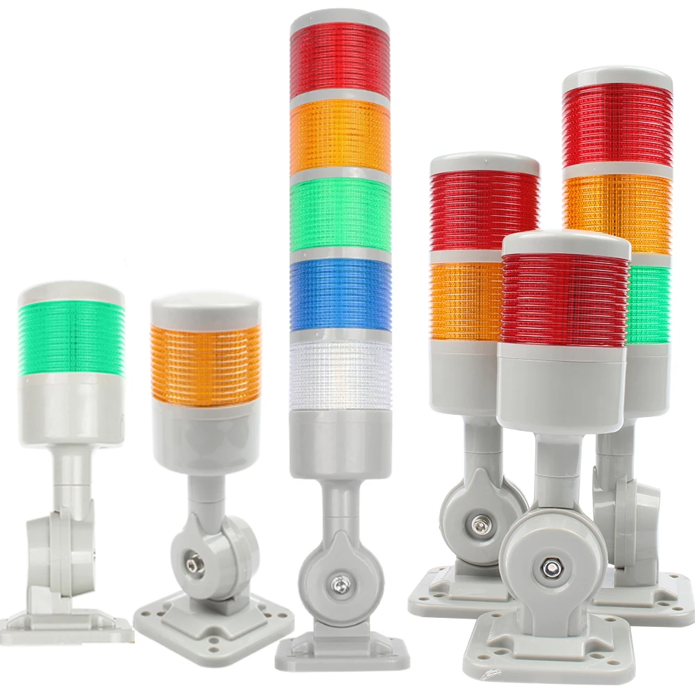Xoay Được 180 Ngăn Xếp Ánh Sáng Đỏ Hổ Phách Xanh Đèn Cảnh Báo Công Nghiệp Cho Máy CNC DC12-24V AC110-220V Ổn Định Nhấp Nháy LED