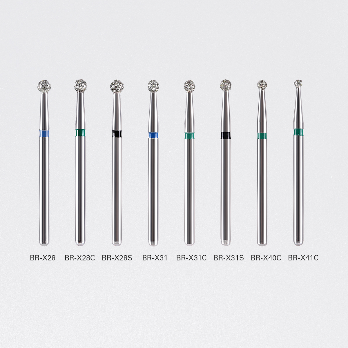 AZDENT 10 unids/pack Dental diamante fresa bola redonda de acero inoxidable 25mm FG 1,6mm para pieza de mano de alta velocidad 450000 r/min