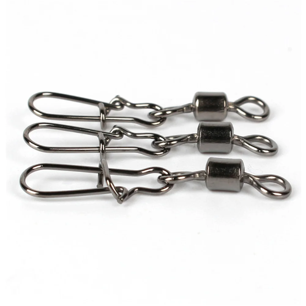 30 unids/lote conector de pesca giratorios Pin de enclavamiento Snap giratorio de acero inoxidable señuelo para anzuelo accesorios de pesca