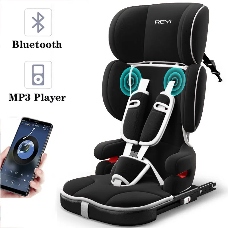 แบบพกพาที่นั่งในรถเด็กพับความปลอดภัยของเด็กที่นั่งบลูทูธเพลง Isofix Latch อินเทอร์เฟซเด็กทารกรถที่นั่งสำหรับ1 ~ 12 Y