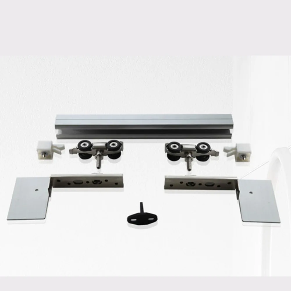 4.9FT/6FT/6.6FT Hợp Kim Nhôm Chải Nội Thất Gỗ Kho Thóc Cửa Trượt Phần Cứng Ẩn Theo Dõi Với Nắp Trang Trí