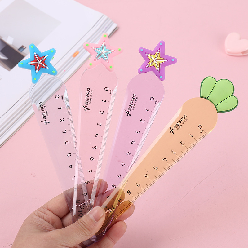 Ellen Brook 1 PCS Cute Carrot Star Sword Kawaii Stationery Cartoon Drawing Gift Office School Kitten Straight Plastic Ruler