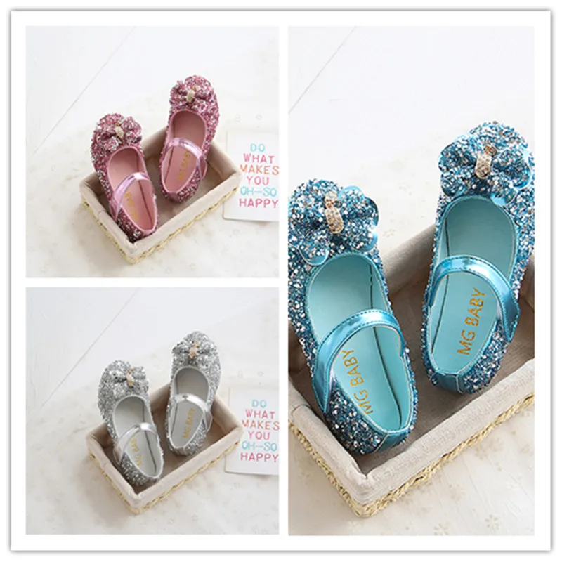 แฟชั่นรองเท้าเด็กรองเท้า Sequins Rhinestone เจ้าหญิงผีเสื้อรองเท้ารองเท้านักเรียนฤดูใบไม้ร่วงใหม่2022