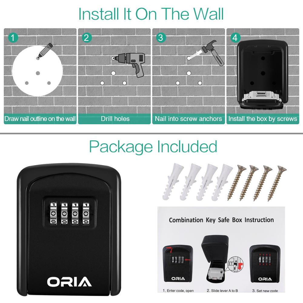 Oria caixa de chave com senha, decoração, caixa de código de chave, armazenamento de chave, caixa de senha montada na parede, chave externa, caixa de bloqueio seguro