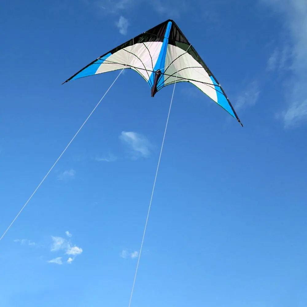 Cometa acrobática profesional de doble línea, color azul, 48 pulgadas, con mango y línea, buen vuelo, salida de fábrica
