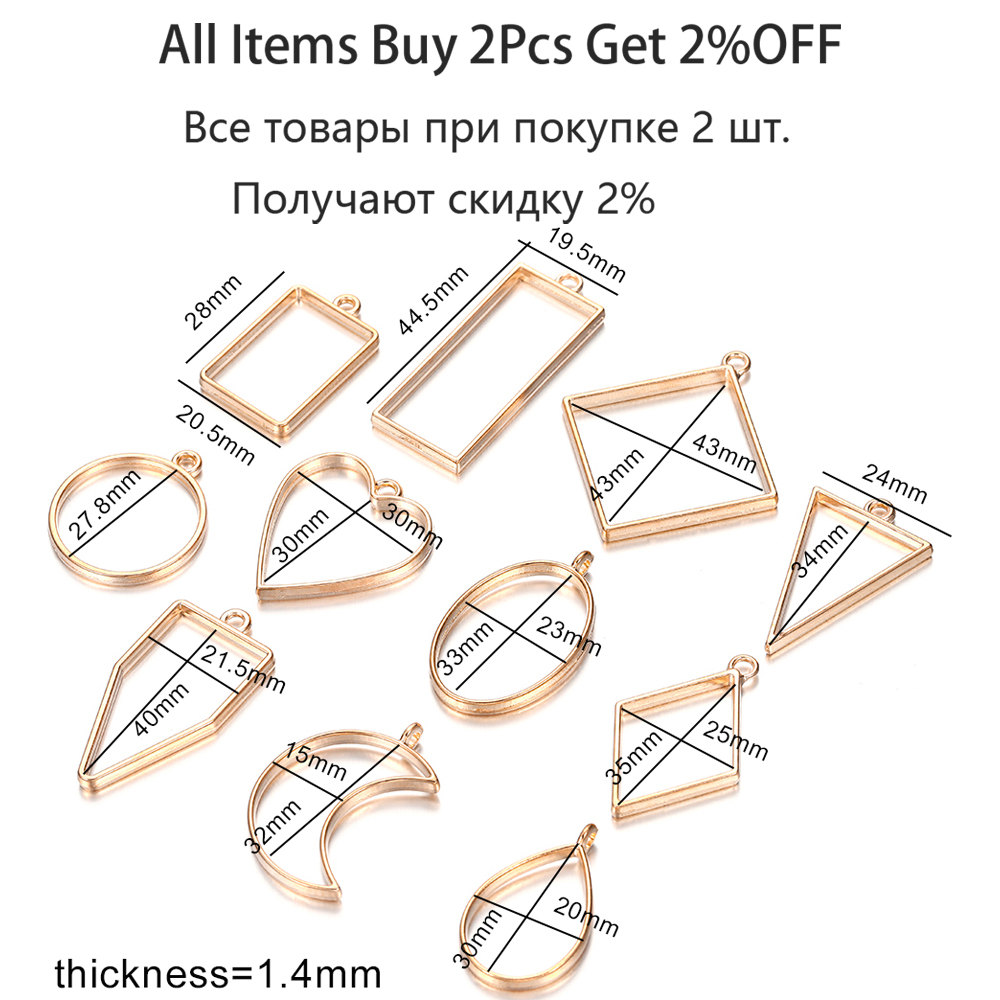 11-22Pcs Metal Geometric Hollow Frame Bezel Border Molds UV Epoxy Resin Molds For DIY Jewelry Making Findings Round Pendants