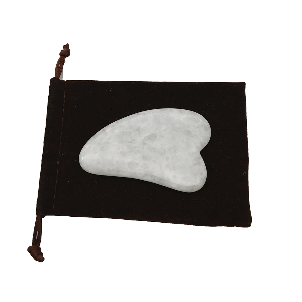 Alat Pijat White Jade Gua Sha, Pengikis Gouache untuk Wajah, Leher, Jari