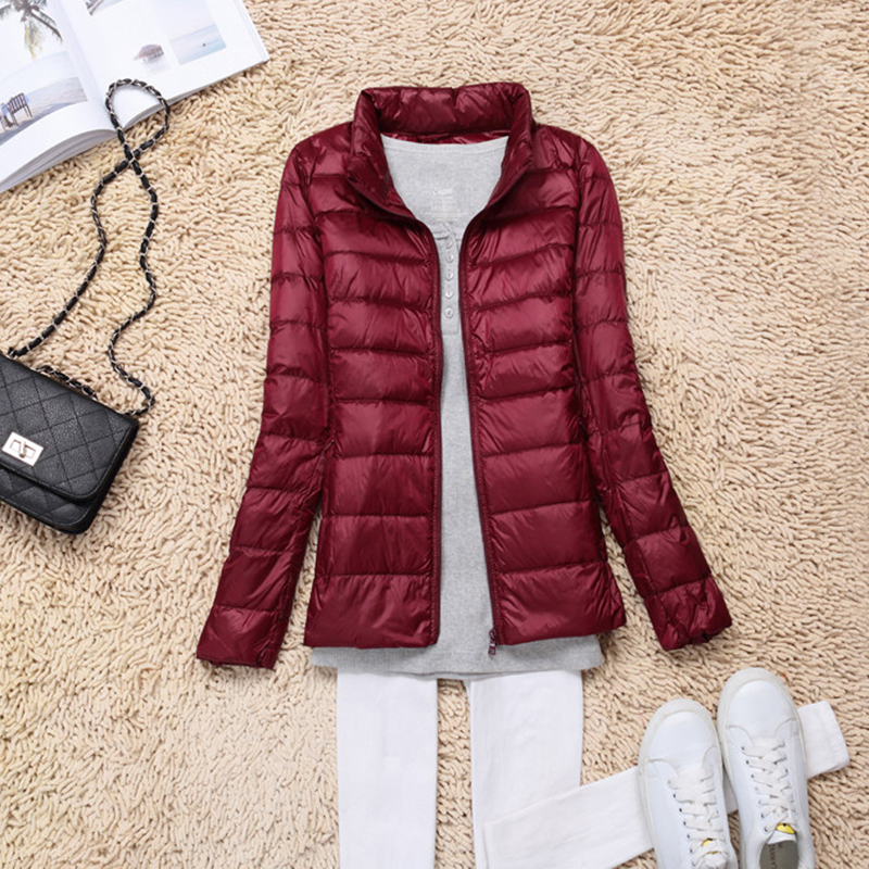Mulheres 90% pato branco para baixo jaqueta outono feminino ultra leve para baixo jaquetas fino sólido manga longa com capuz parkas