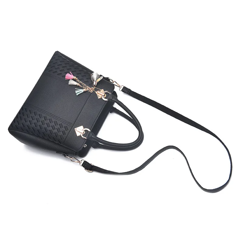 แฟชั่นผู้หญิงกระเป๋าถือพู่โท้ทหนัง PU กระเป๋า Handle Crossbody กระเป๋ากระเป๋าสะพายไหล่ Lady Simple สไตล์กระเป๋า