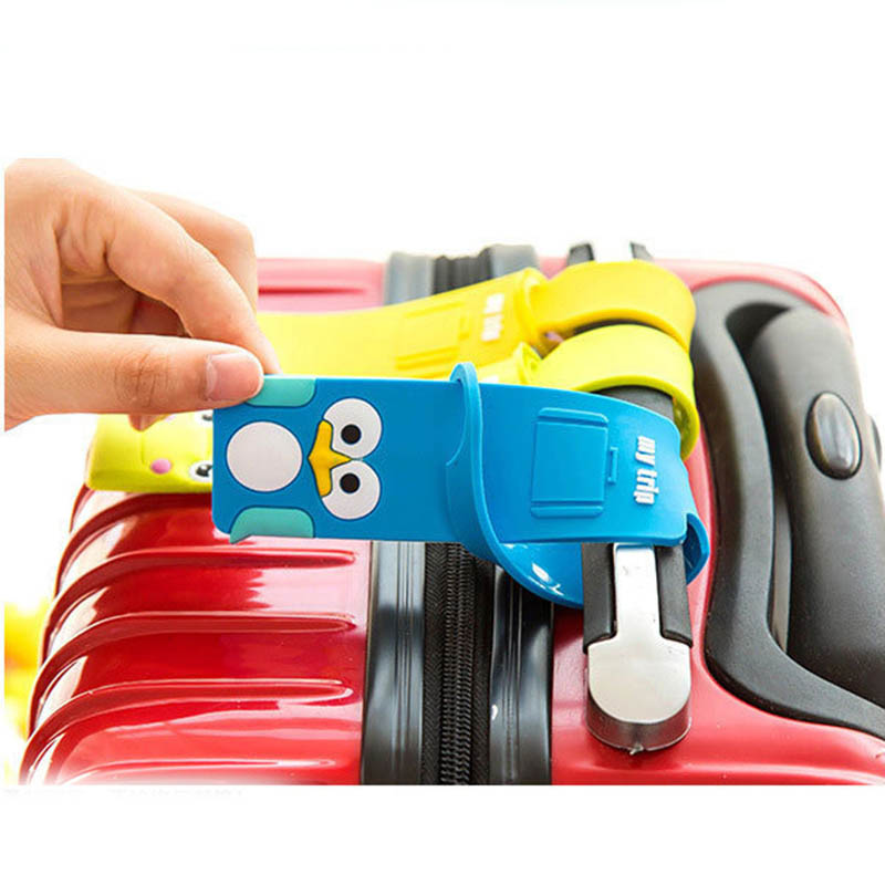 Moda acessórios de viagem animais bonitos tira etiqueta de bagagem silicone mala id addres titular bagagem embarque etiqueta portátil