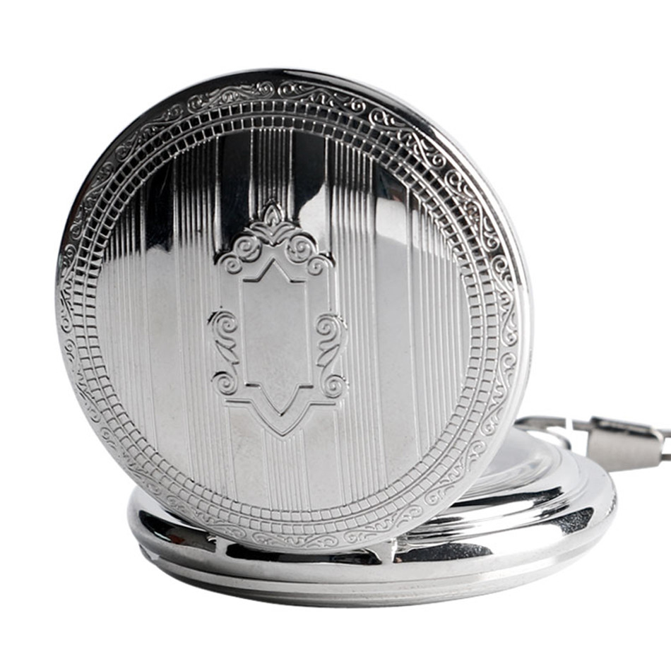 Silber Schild Automatische Mechanische Taschenuhr Arabische Ziffern Display Selbstaufzug Anhänger Antike Taschenuhr Männliche Geschenke