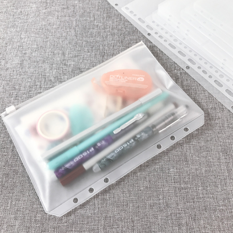 Carpeta con cremallera A 5A6 A7 B5 A4, carpetas para cuaderno de 6 anillas, bolsas transparentes para archivar documentos de hojas sueltas