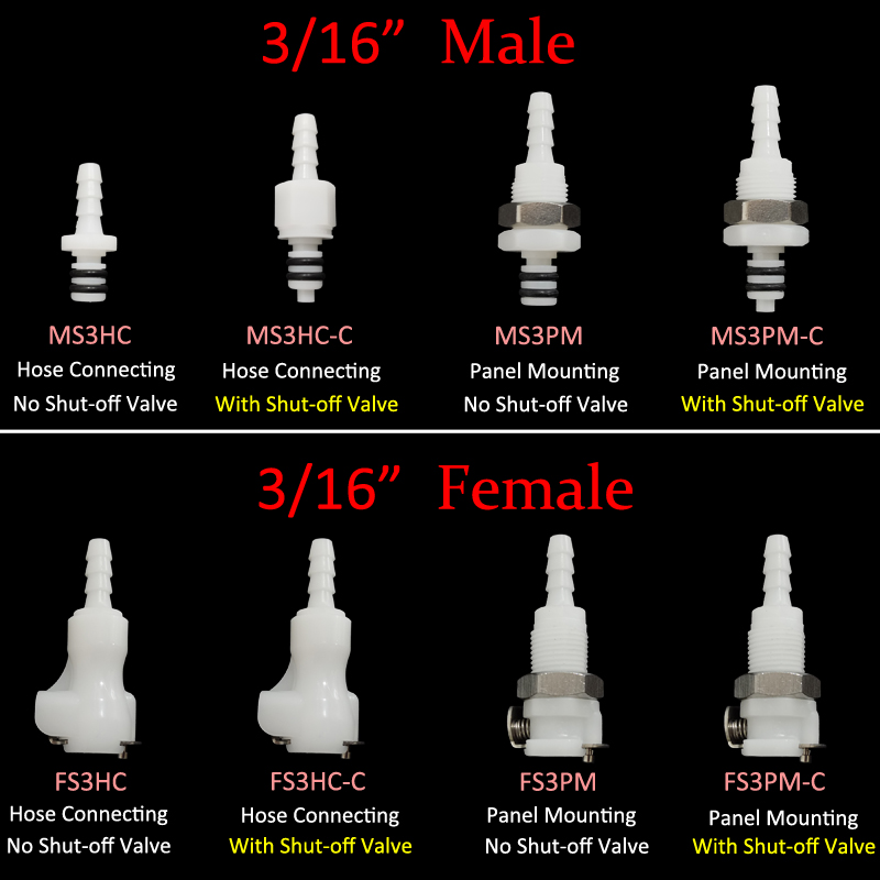 3/16 1/4 Hose Barb Valved quick Coupler disconnect fitting Coupling Male Female Quick Shut-Off Hose Joint Tube Connector