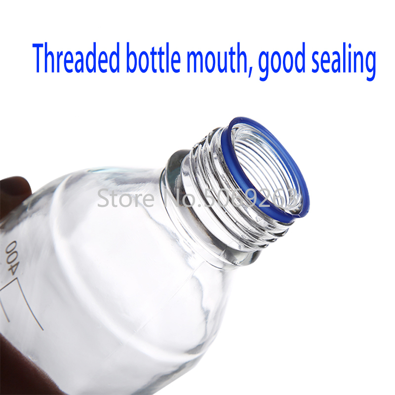 実験室化学用ガラス器具,青色スクリューキャップ付きガラス試薬ボトル,容量100/250/500/1000ml,1個