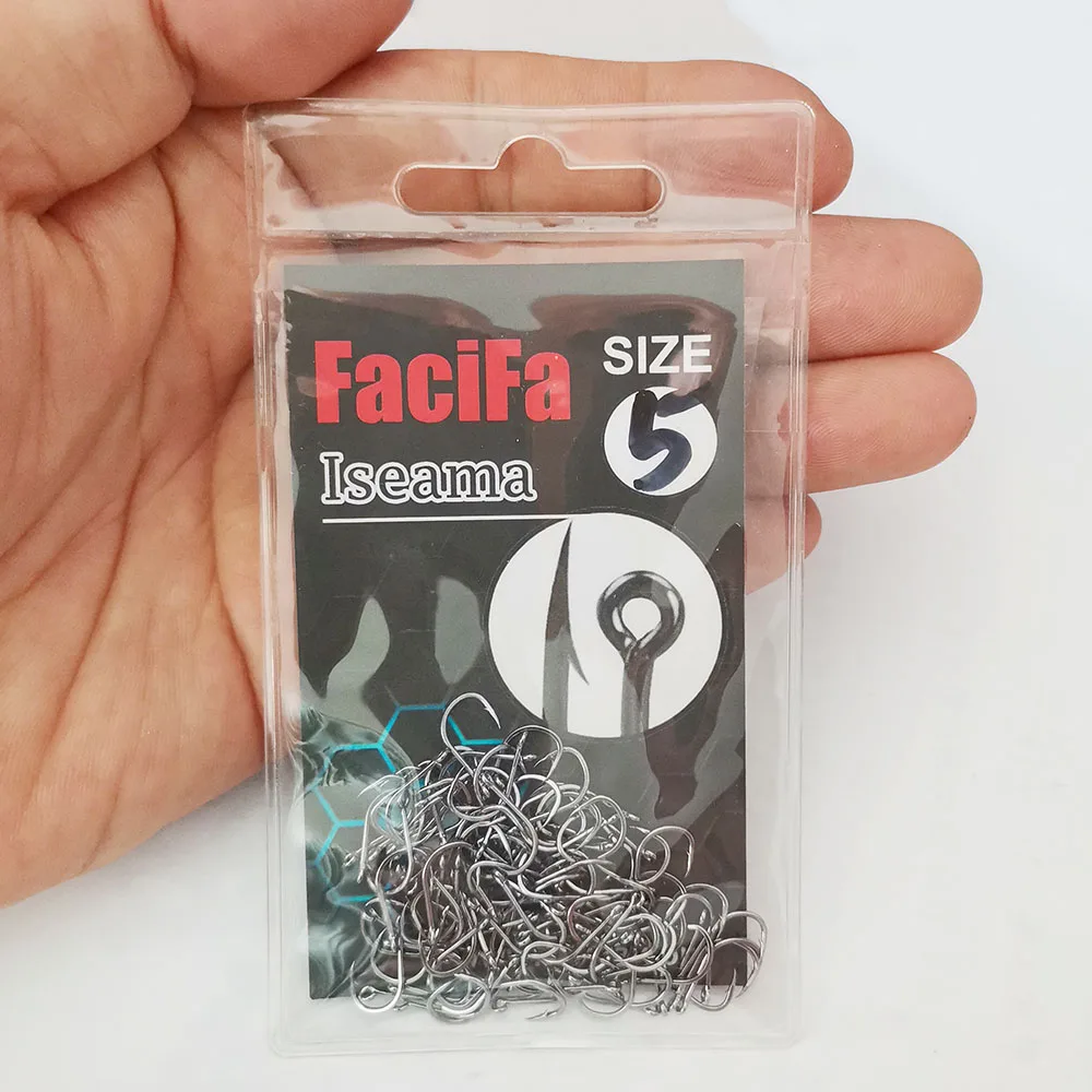 100 Uds Iseama anzuelo de pesca de carpa anzuelo circular compensado anzuelo de pesca con mosca individual anzuelo de mar con púas accesorios de aparejos