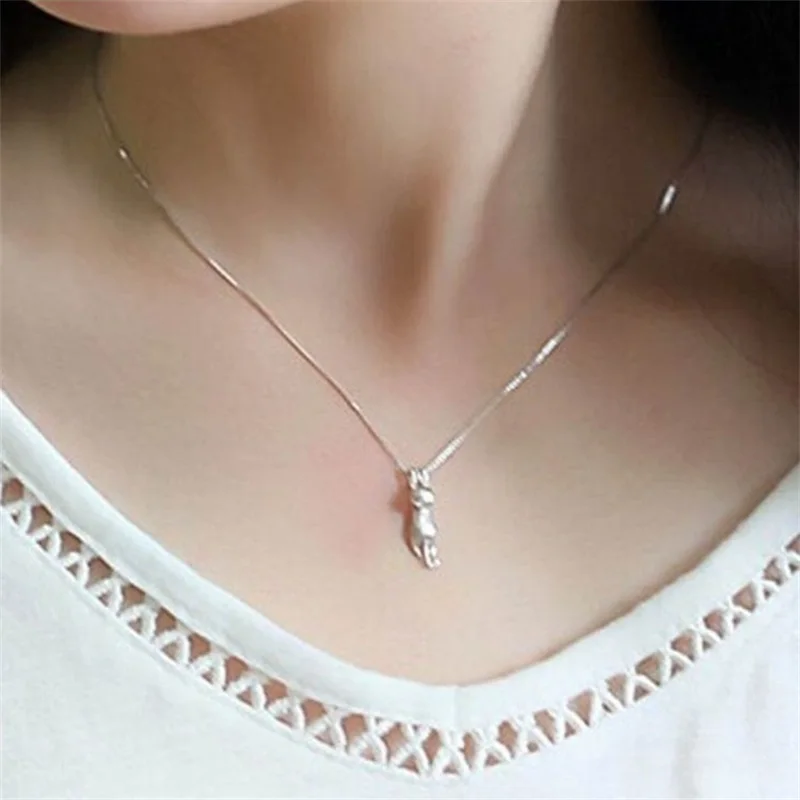Ventfille 925จี้เงินแท้จี้แมวและสร้อยคอรูปสัตว์แฟชั่นของผู้หญิงคิตตี้ของขวัญเฉพาะบุคคลขายส่ง