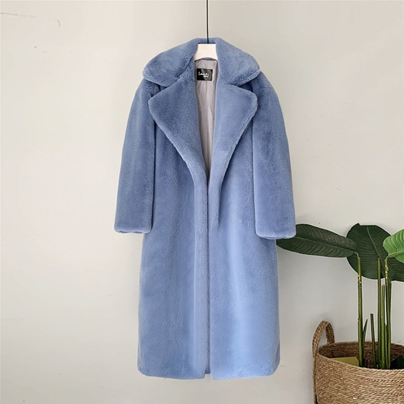 ใหม่ElegantยาวฤดูหนาวFaux Fur Coatผู้หญิงแฟชั่นPlushเสื้อขนสัตว์หลวมคุณภาพสูงหนาฤดูหนาวขนสัตว์Overcoat