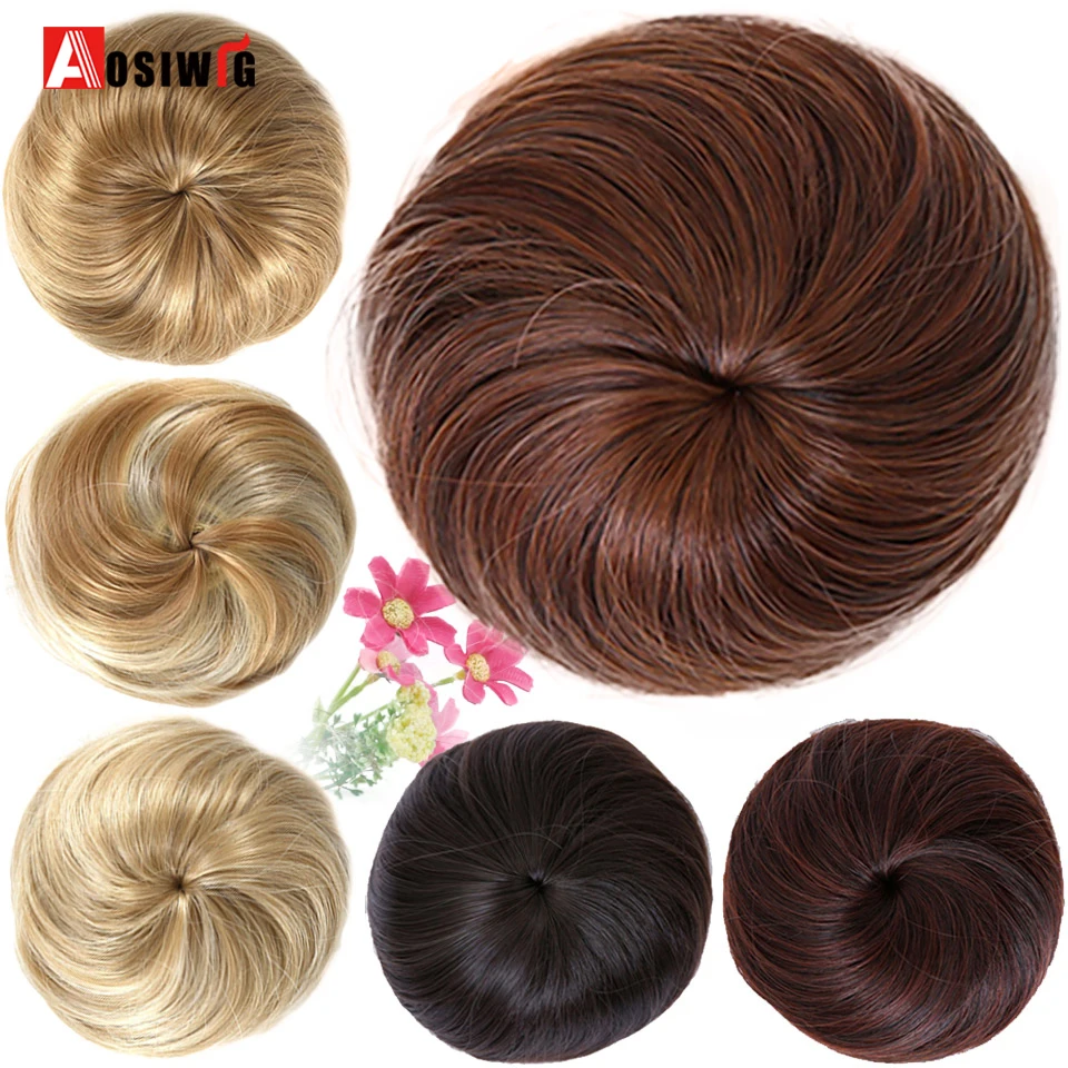 Phụ nữ Tổng Hợp Chignon Búi Tóc Tặng Kẹp Trong Bộ Tóc Giả Phần Mở Rộng Nâu Đỏ Tổng Hợp Nhiệt Độ Cao Sợi AOSIWIG