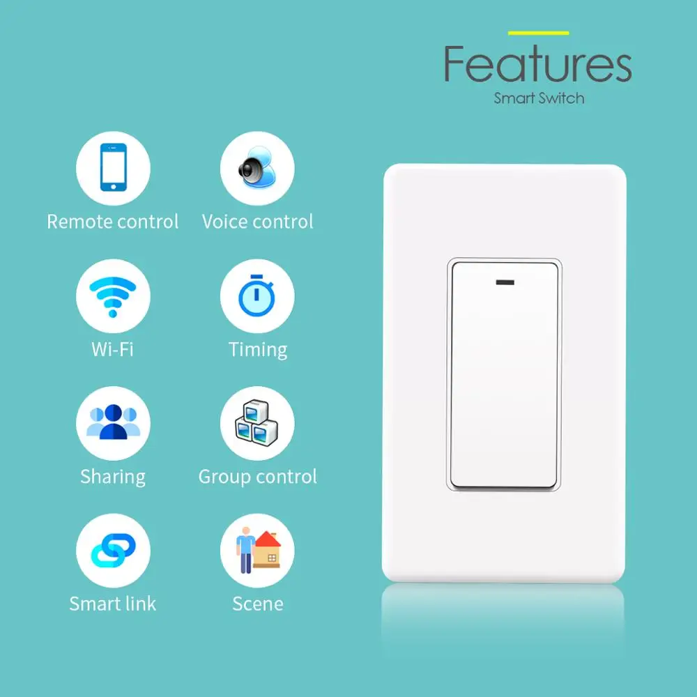 Apple Homekit Smart WIFI Touch Switch 1 Gang 1 Way Wall Light Switch Siri Voice Control Homekit Sistem IOS Standar AS