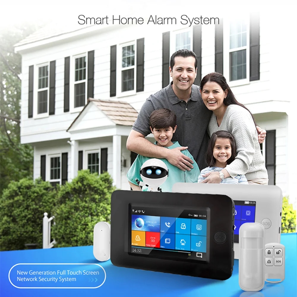PGST 433MHz All Touch Screen Burglar Wireless WIFI GSM RFID Card Alarm System Smart Home Security DIY Alarm TUYA Smart Life