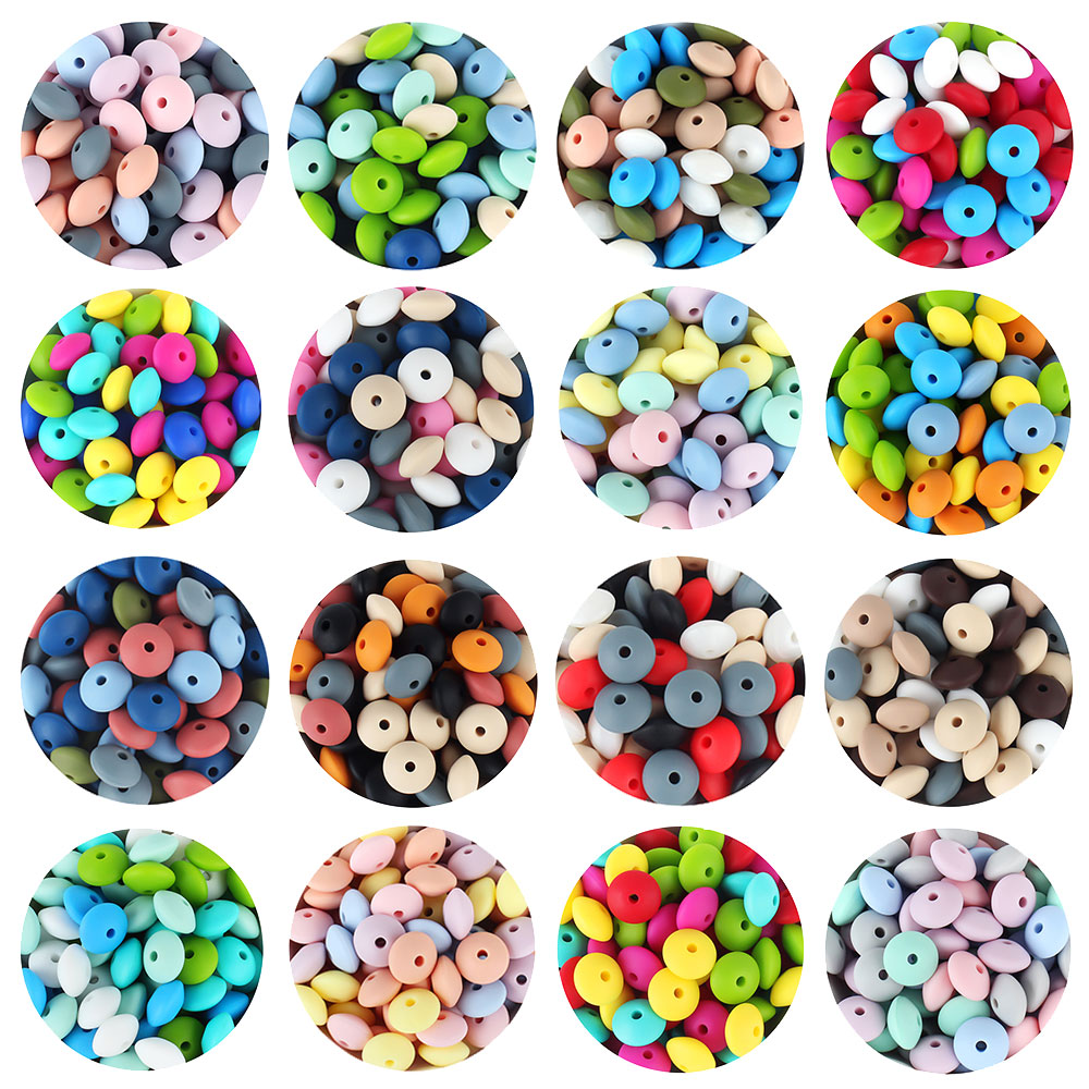 30 Uds. Cuentas de silicona de lentillas para bebés, mordedores para bebés de 12mm, cuentas para la dentición sin BPA, bricolaje, cuidado bucal para recién nacidos, cadena de chupete para roedores, perlas
