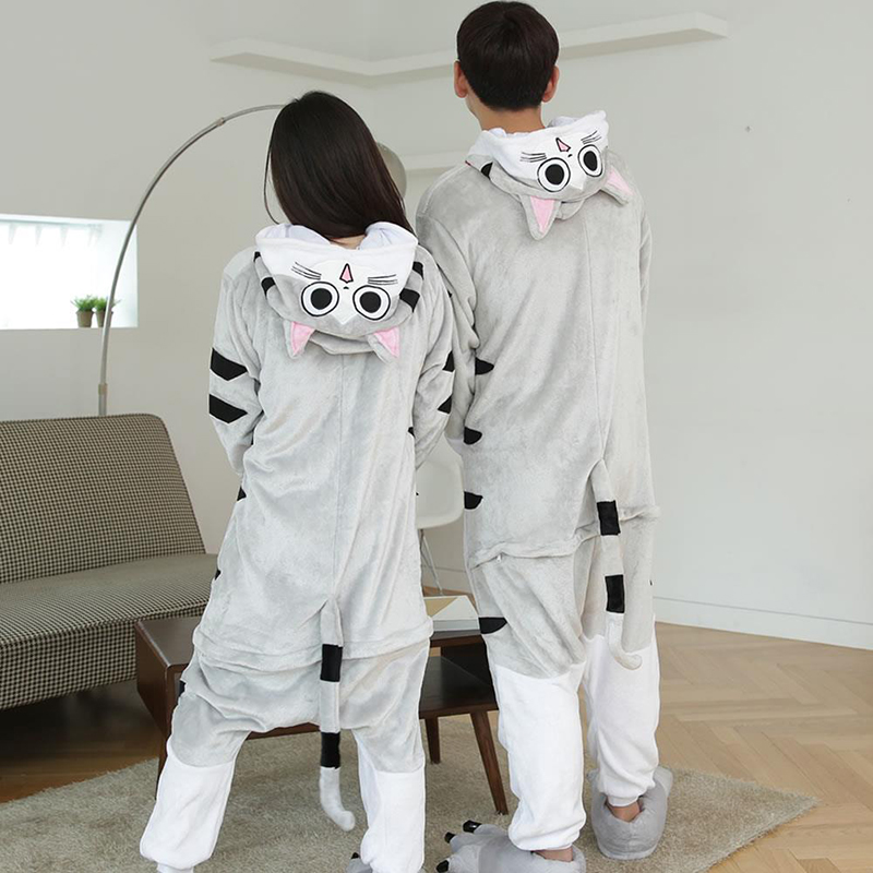 Monos de gato para mujer, ropa de dormir con capucha, pijamas Unisex para hombre, pijamas de animales de invierno, disfraces de Cosplay de Navidad y Halloween, ropa de casa