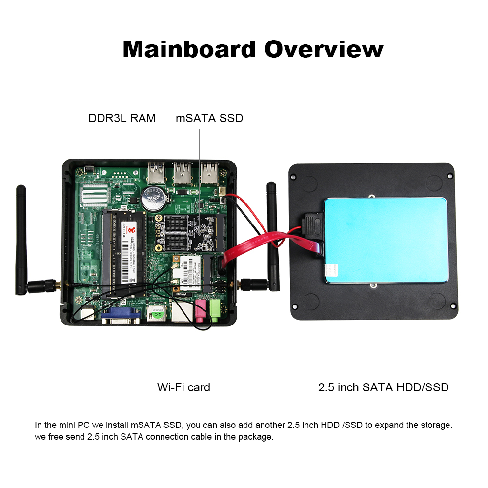 XCY bez wentylatora Mini rdzeń komputer Intel i7 4500U i5 4200U Gigabit Ethernet HDMI VGA wyświetlacz 8x porty USB obsługują WiFi Windows Linux