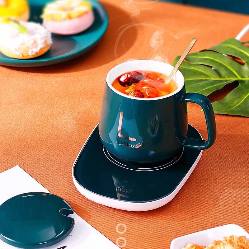 55 ℃   Scaldatazze da caffè Riscaldatore per tazze Sottobicchiere Riscaldamento a temperatura costante Set tappetino per tazza elettrico USB Latte Acqua Home Office Regalo