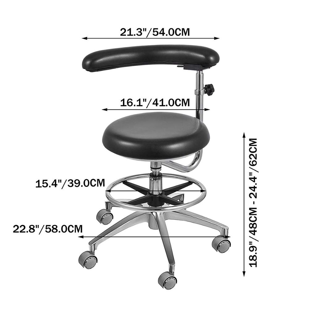 SucceBuy Medical Dental Stool Dentist Chair With 360 Degree Rotation Armrest PU Leather Assistant Stool Chair Height Adjustable