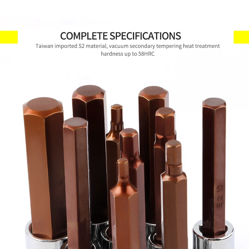 1/2 Lục Giác Ổ Cắm Bit 1 Cái S2 Hexgon Bit Adapter Allen Chìa Khóa Mô Men Xoắn Cờ Lê Bánh Răng Ổ Cắm Cờ Lê H4/h5/H6/H7/H8/H10/H12/H14/H17