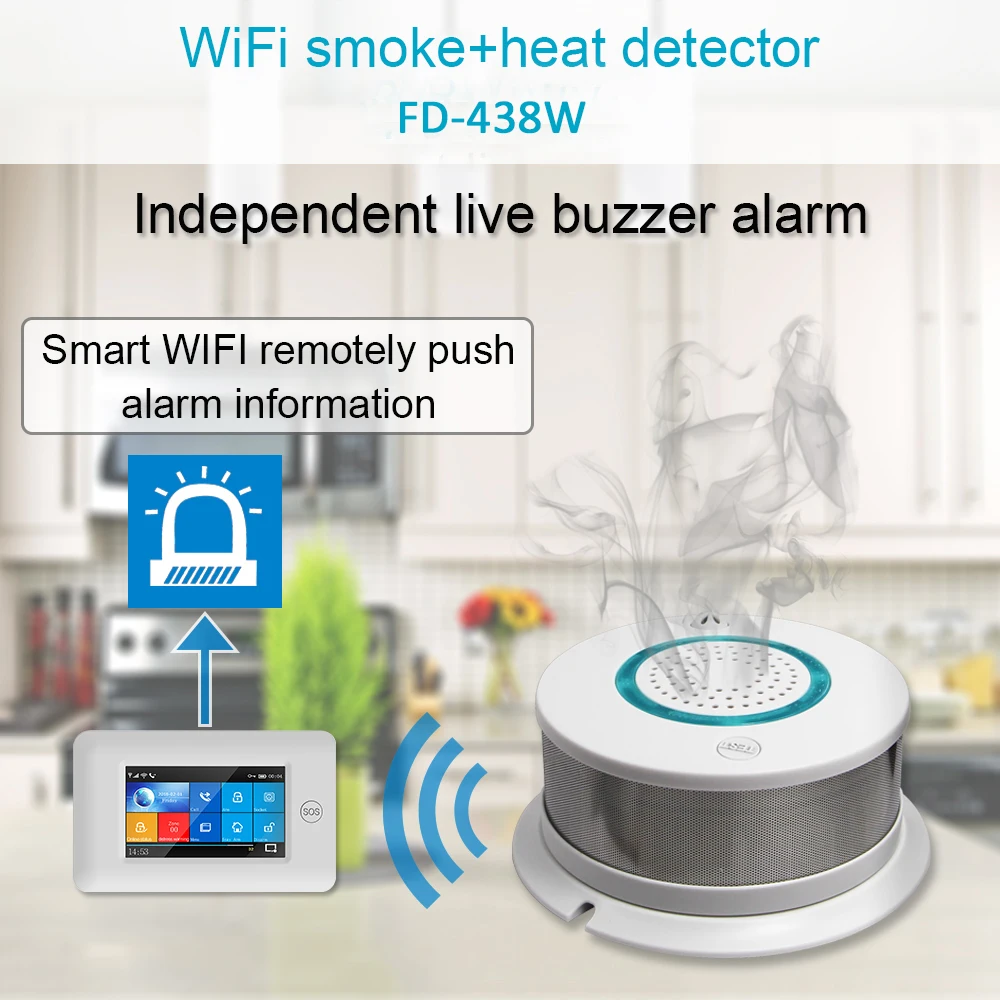 Temperature Sensor WIFI Wireless Smoke Temperature Detector Alarm APP Remote Control Home Security Alarm System