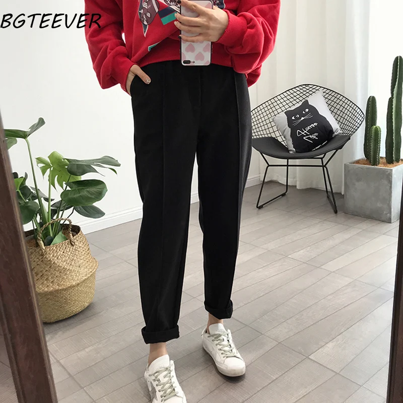 BGTEEVER Mùa Đông Làm Dày Nữ Quần Bút Chì Quần Tất Len Nữ Thu Đông Cao Cấp Rời Quần Capris Mềm Chất Liệu Vải Tốt