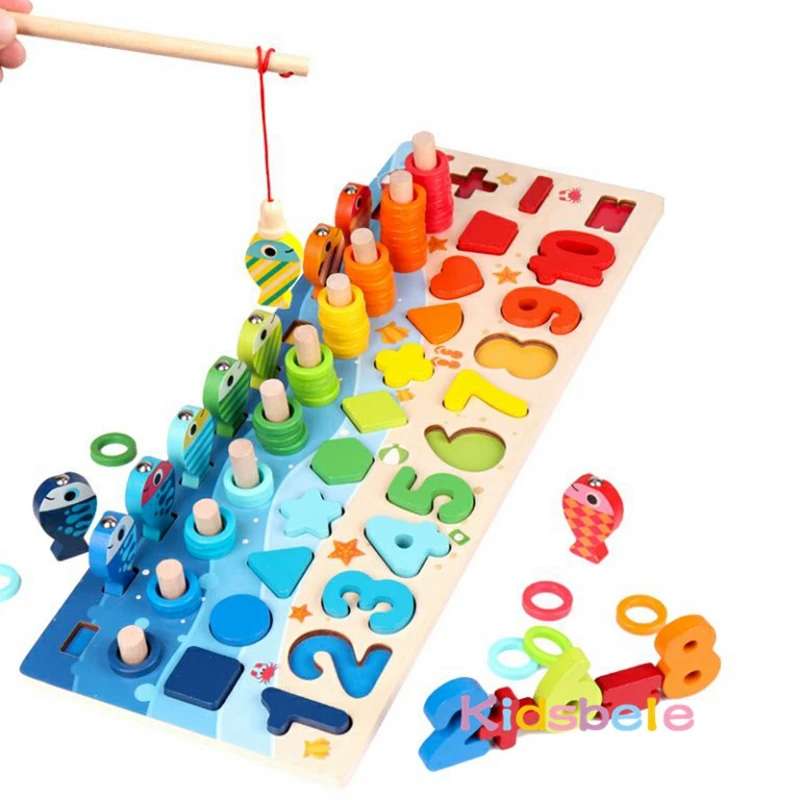 Trẻ Em Montessori Đồ Chơi Toán Học Cho Bé Gỗ Giáo Dục Xếp Hình Đồ Chơi Câu Cá Tính Số Hình Phù Hợp Với Sorter Trò Chơi Ban Đồ Chơi