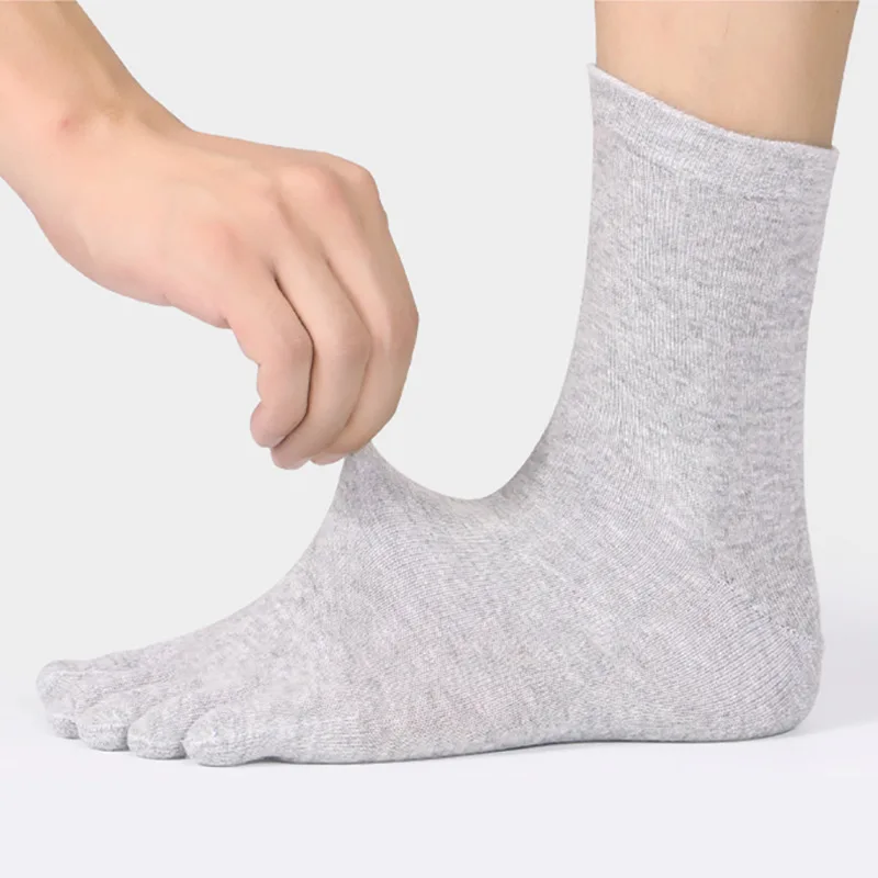 Calcetines con punta Unisex para hombre y mujer, calcetines con cinco dedos, calcetines de algodón transpirables, calcetines deportivos para correr, Color sólido, negro, blanco, gris, happy Soks