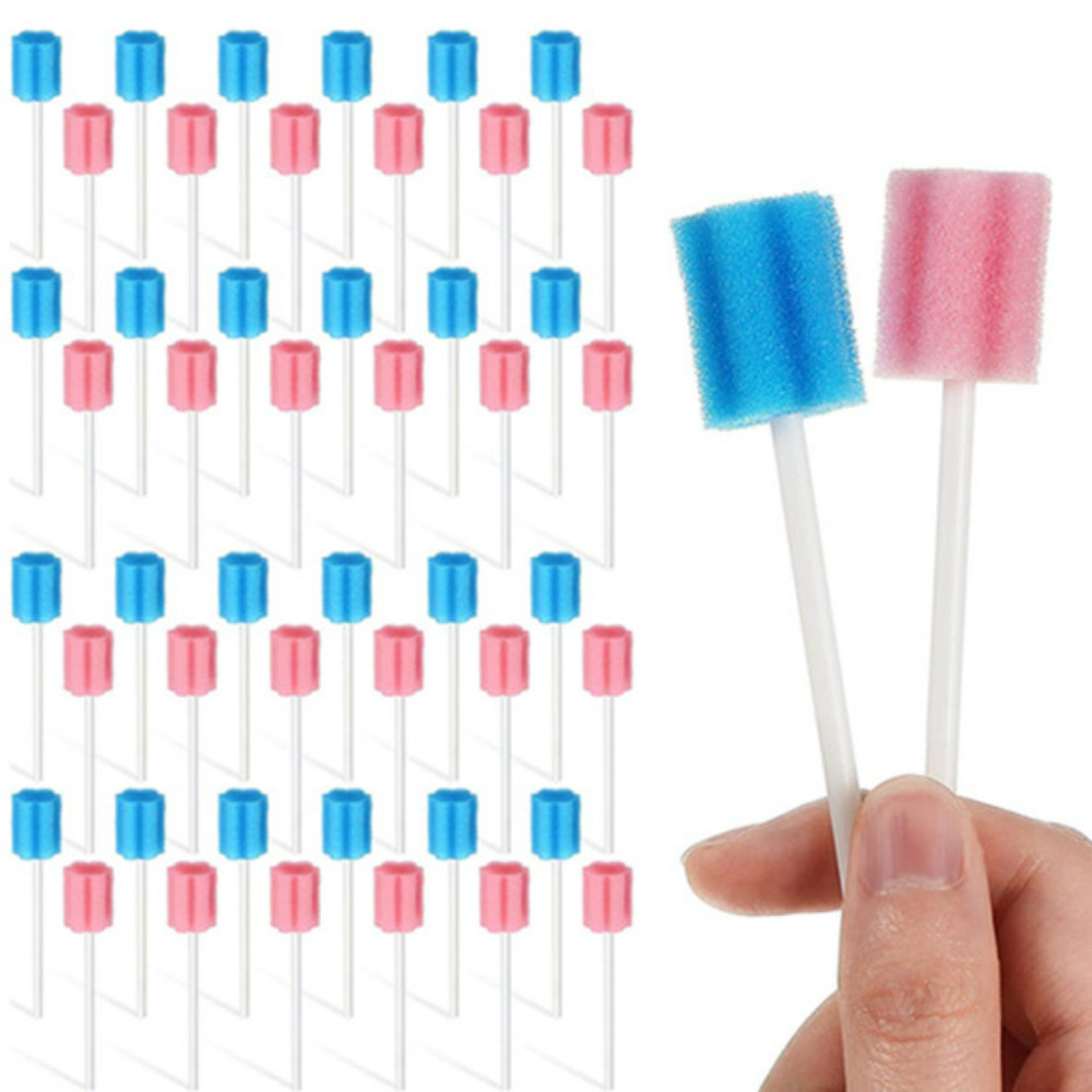 100 Chiếc Dùng Một Lần Chăm Sóc Răng Miệng Bọt Biển Đầm Làm Sạch Răng Miệng Tăm Bông Đầu Với Dính Xốp Đầu Vệ Sinh Bụi Đầm
