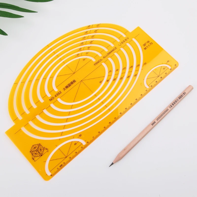 Yellow Durable K Resin Template Ruler Mapping Drawing Drafting ruler Stencil Measuring Tool Student School Stationery C26