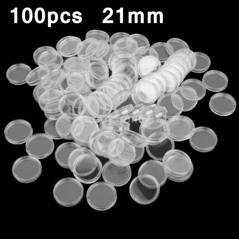 100/200 Viên Trong Suốt Vòng Đồng Xu Hộp Bảo Quản Viên Đồng Bộ Sưu Tập Giá Đỡ Hộp Đựng Supplies18/20/21/22/24/25/26/38Mm Tặng